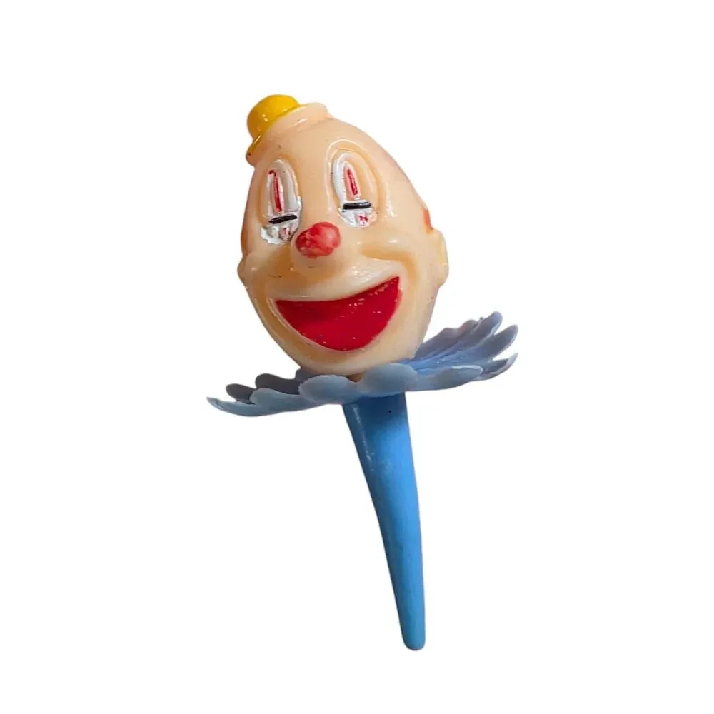 Vintage 1950s Plastic Clown Cupcake Cake Topper Hong Kong Circus Set w Baby